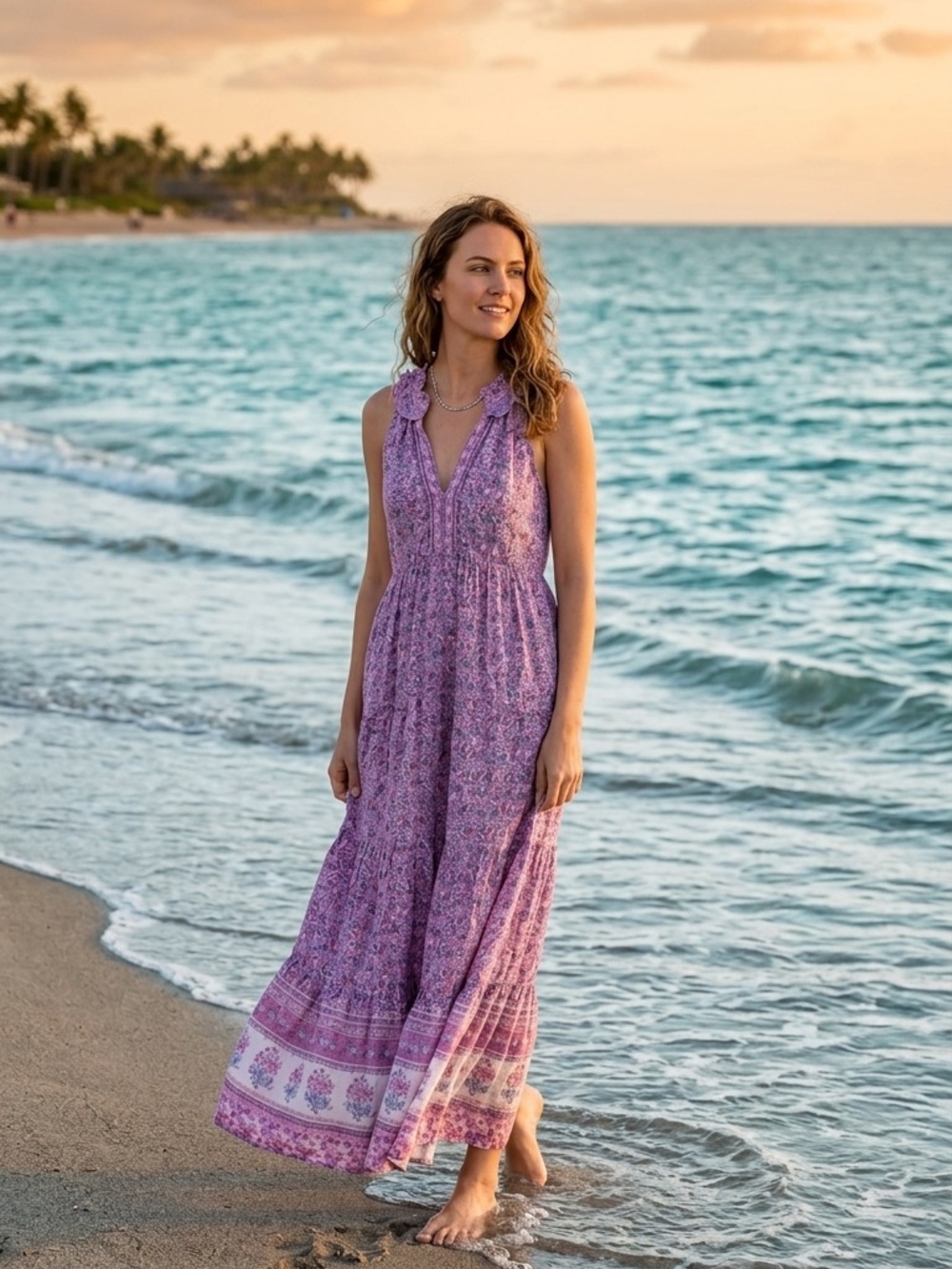 Purple and White Floral SAPPHIRE MAXI tiered dress by Lola Australia